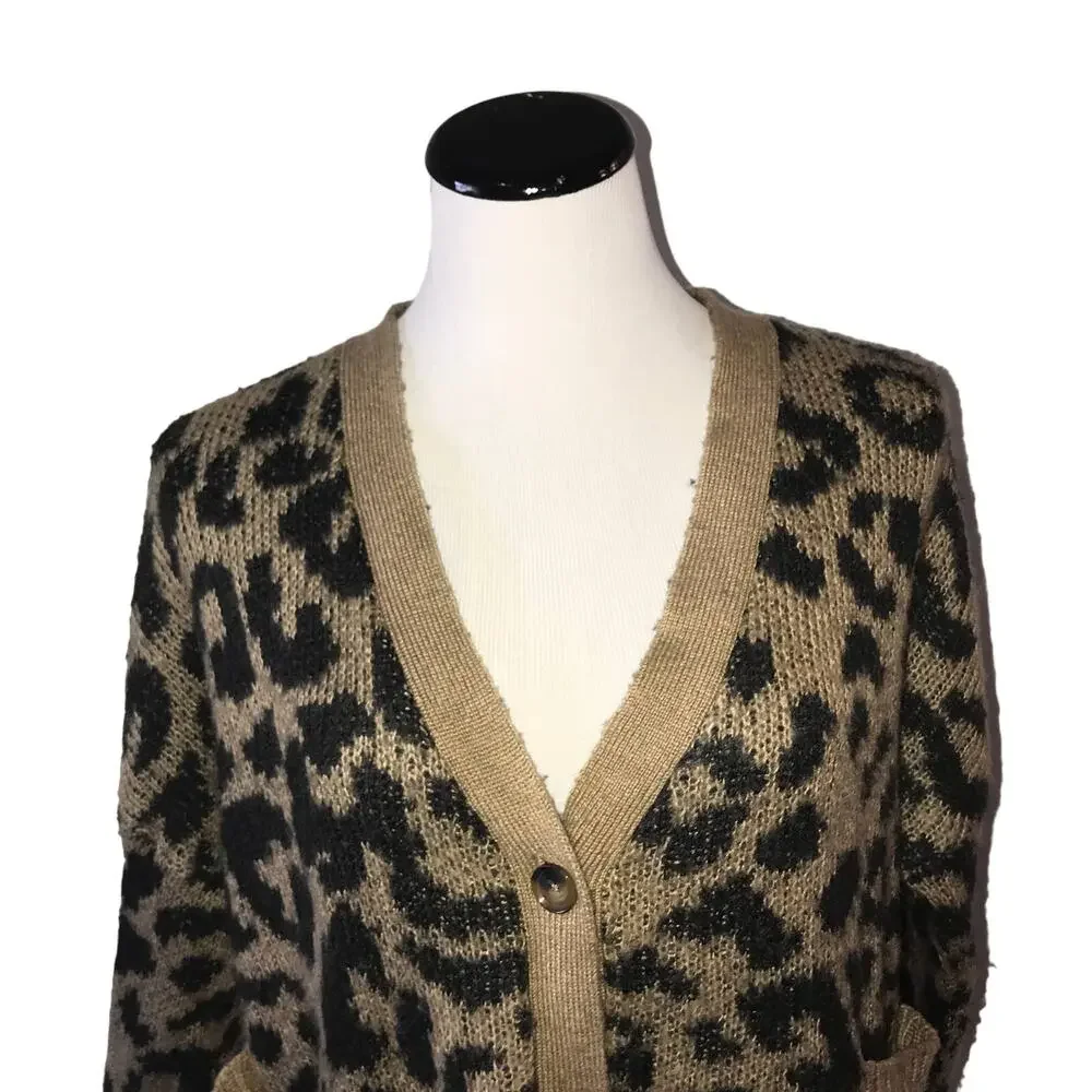 Wildfox Roar Leopard Tilly Cardigan Button Up Sweater